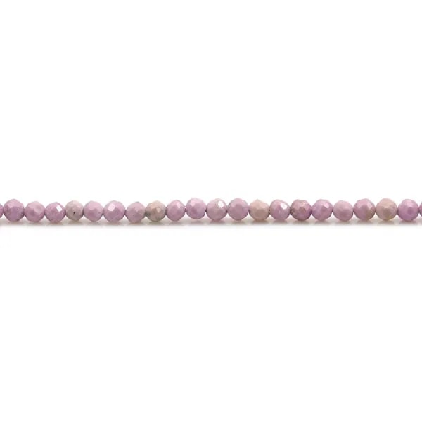 Phosphosiderite light purple, in faceted round shape, 2mm x 40cm