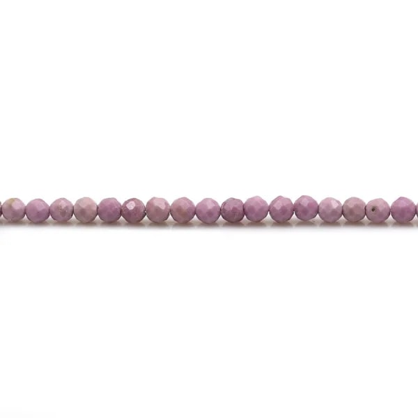 Phosphosiderite light purple, in faceted round shape, 3mm x 39cm