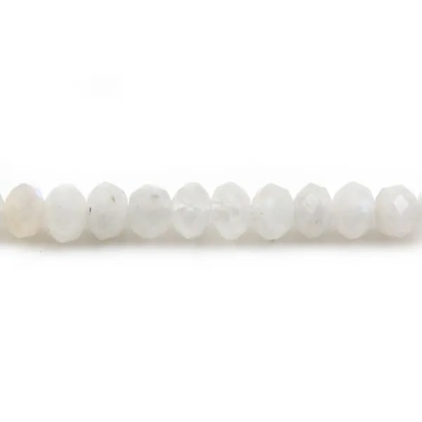 Pierre de lune, de forme rondelle facetté, 4x5mm x 40cm