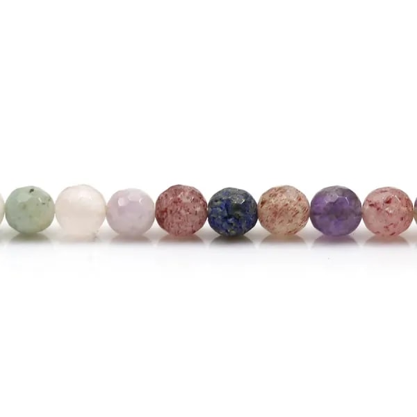 Mélange de pierres, de forme ronde facetté, 6mm x 39cm
