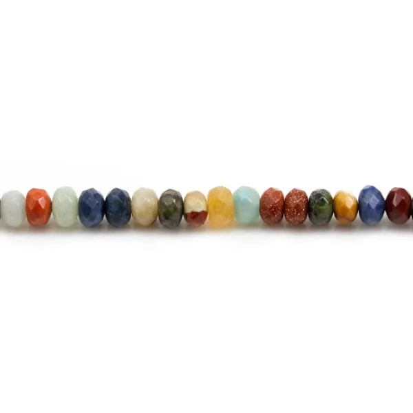 Mélange de pierres, en forme de rondelle facetté, 4 * 6mm x 39cm