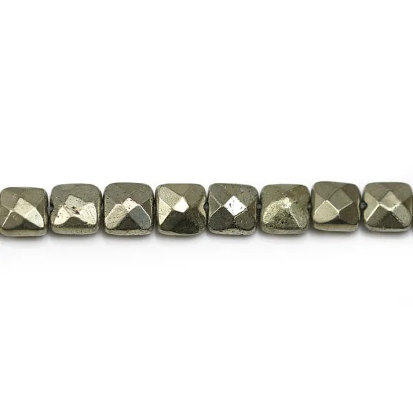 Pyrite, en forme de carré facetté, 6mm x 40cm