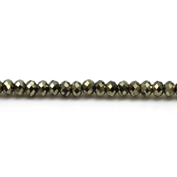 Pyrite in the shape of a faceted roundel, 2x3mm x 20pcs