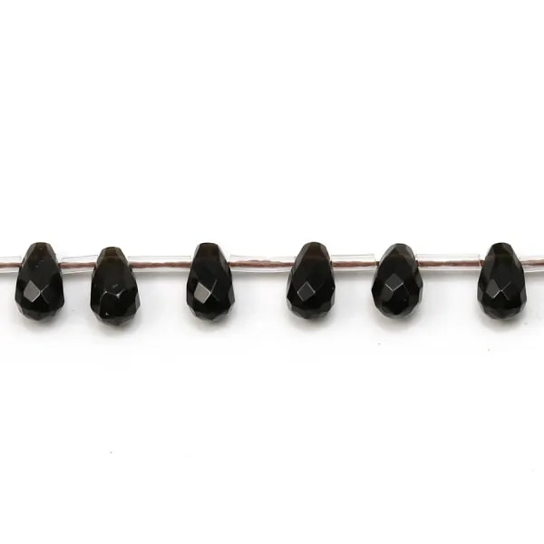 Quartz smoked, in the shape of drop faceted, 6x9mm x 4pcs