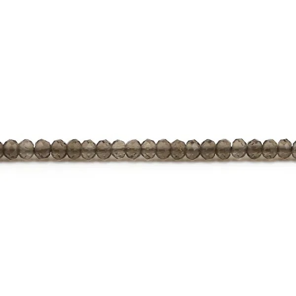 Quartz fumé en forme de rondelle facette, de taille 2x3mm x 39cm