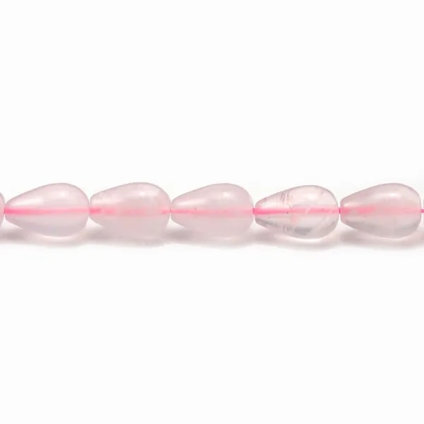 Quartz rose goutte 8x12mm x 40cm