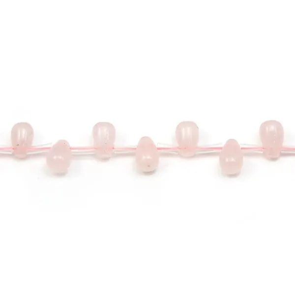 Quartz rose goutte 6x9mm x 39cm
