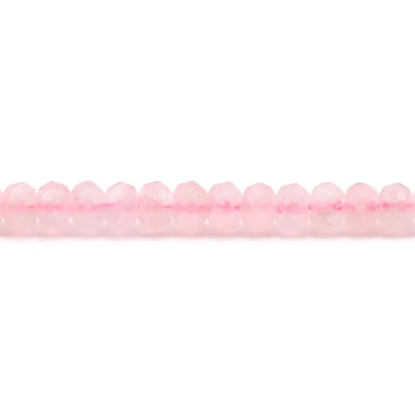 Quartz rose rondelle facette 3.5x6.5mm x 40 cm 