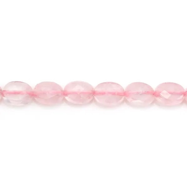Quartz rose, de forme oval facette, 6x8mm x 39cm