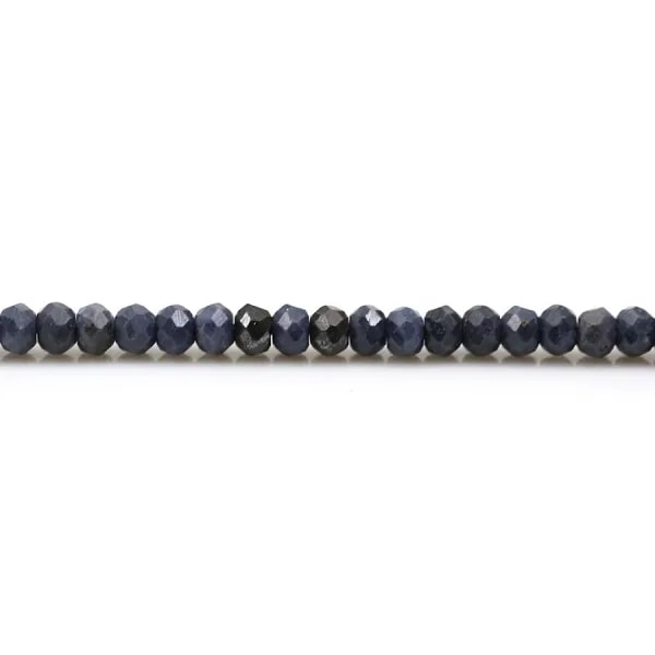 Saphir bleu foncé, en forme de rondelle facetté 3 * 4mm x 39 cm
