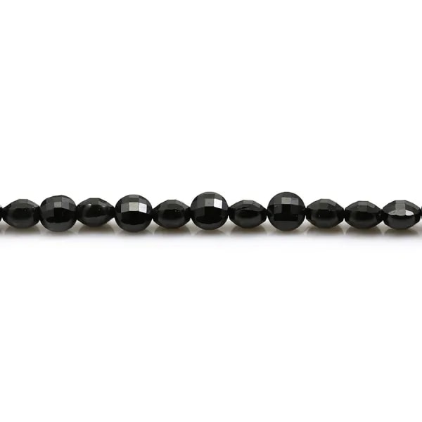 Spinelle noir, de forme ronde plate facetté 4mm x 39cm