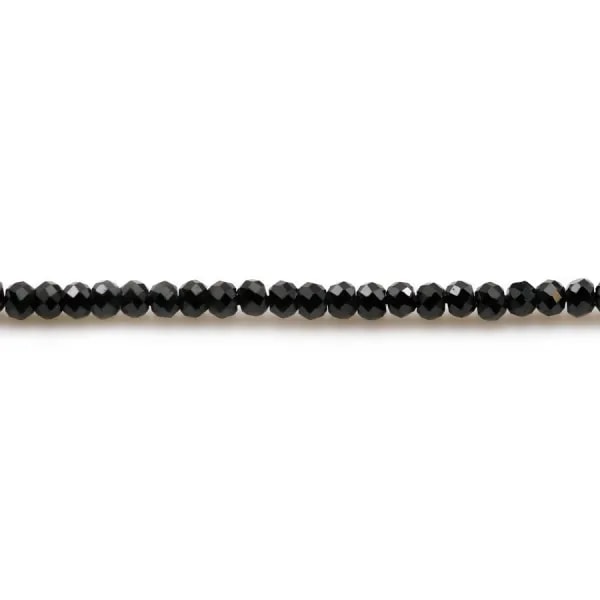 Spinelle noir rondelle facette 1.6x2.2mm x 40cm