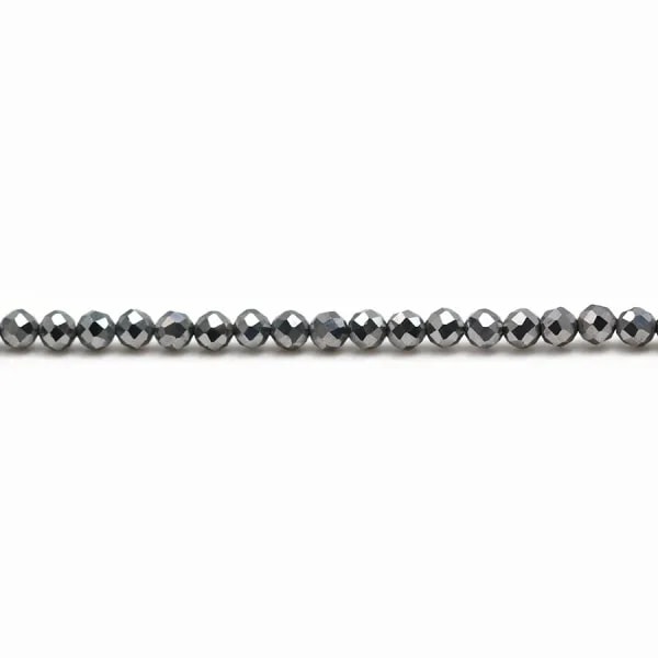 Terahertz de couleur grise, de forme ronde facetté, 3mm x 20pcs