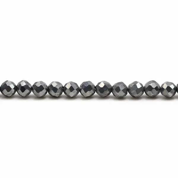Terahertz de couleur grise, de forme ronde facetté, 4mm x 10pcs