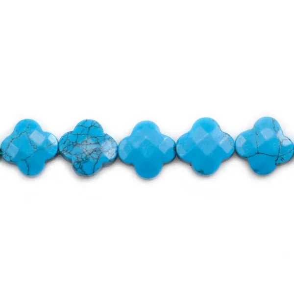 Turquoise reconstitué trèfle facette 13 mm x 40cm
