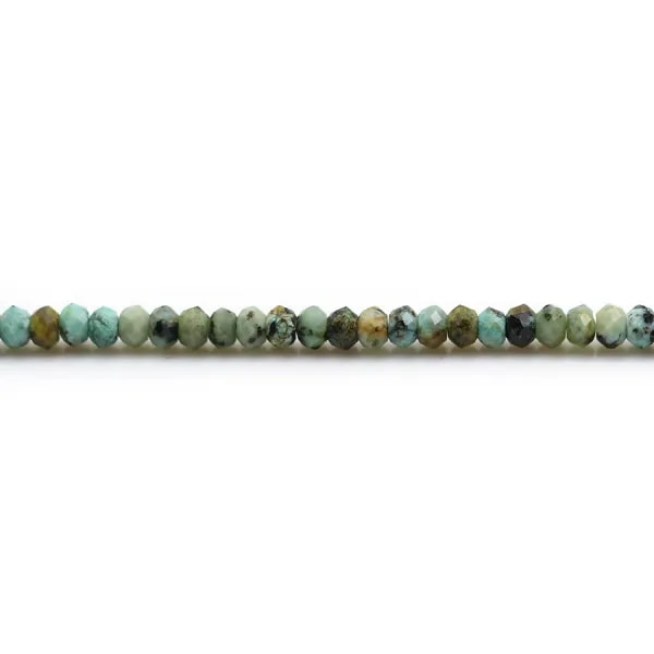 Turquoise africaine, en forme de rondelle facetté, 2 * 3.5mm x 39 cm