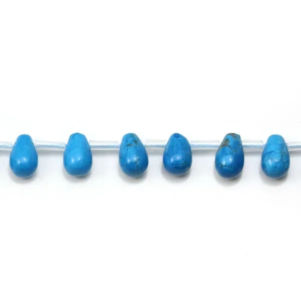 Turquoise reconstitué, en forme de goutte, mesurant 6x9mm x 4pcs