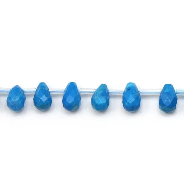 Turquoise reconstitué, en forme de goutte facetté 6x9mm x 4pcs