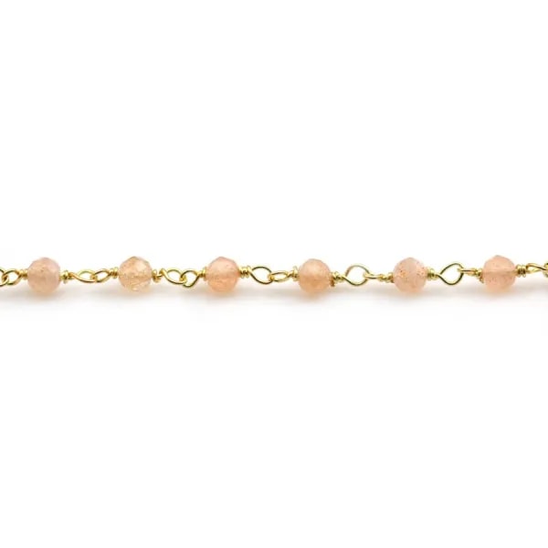 Chaîne Argent Doré avec pierre de soleil en 4mm x 20cm