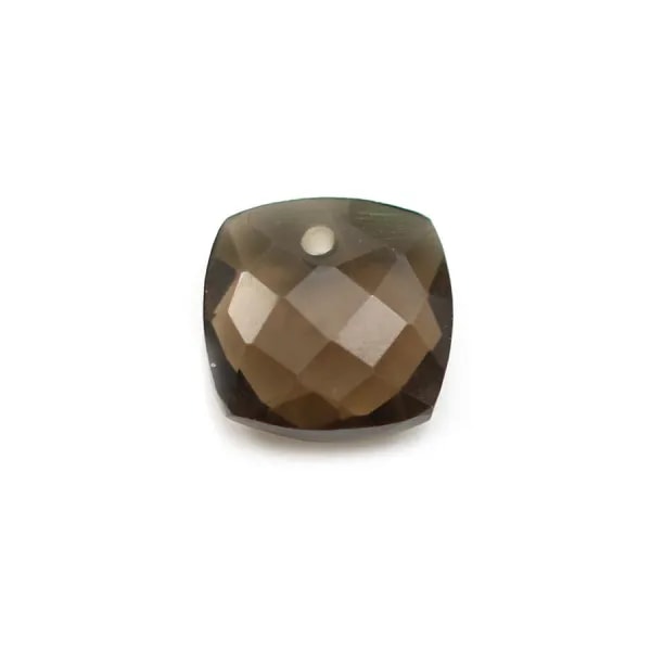 Pendentif quartz fumé carré facette 10mm x 1pc