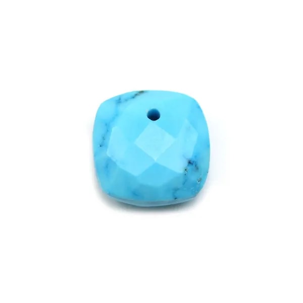 Pendentif turquoise reconstituée carré facette 10mm x 1pc