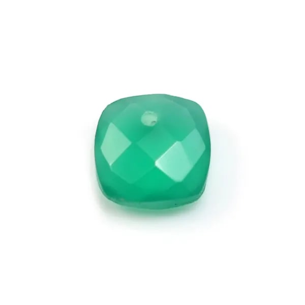 Pendant green agate faceted 10mm x 1pc