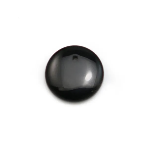 Pendentif d'agate noire, de forme ronde plate, 12mm x 4pcs