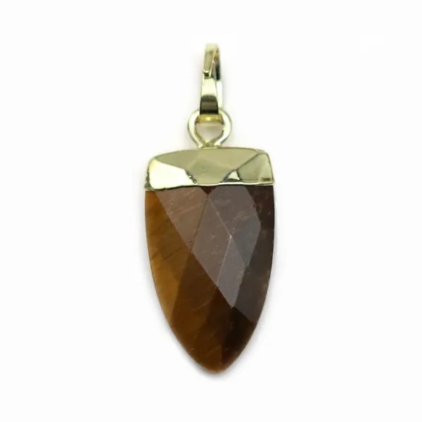 Pendentif en oeil de tigre, serti en métal doré, 10 * 18mm x 1pc