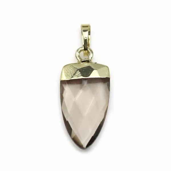 Pendentif en quartz fumé, serti en métal doré, 10 * 18mm x 1pc