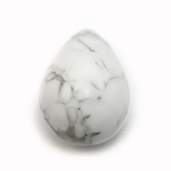 Pendant in howlite, half drilled, in shape of a drop, 15x20mm x 1pc