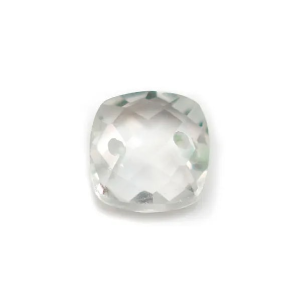 Intercalary crystal of rock with 2 holes 10mm x 1pc