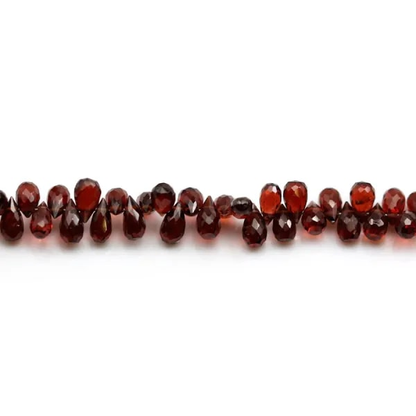 Grenat briolette  5x8mm-6x9mm x 20cm