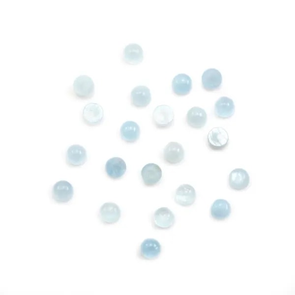 Cabochon aigue marine rond 3mm  x 2pc