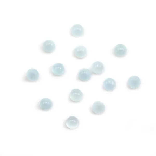 Cabochon aigue marine rond 4mm  x 2pc