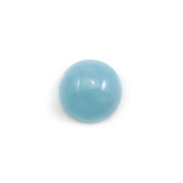 Cabochon aigue marine rond 14mm  x 1pc