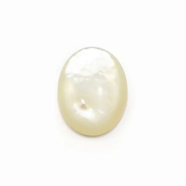 Round cabochon 14mm White Mother-of-Pearl x1