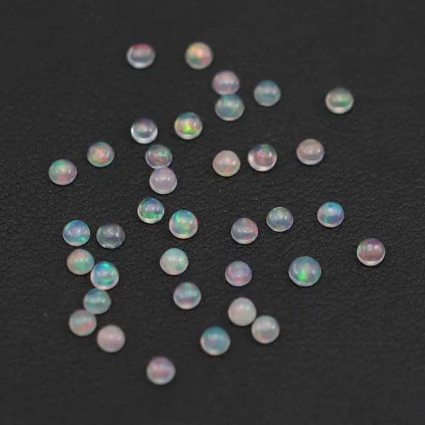 Cabochon d'opale ethiopienne, multicolore, de forme ronde, 2.6mm x 35pcs
