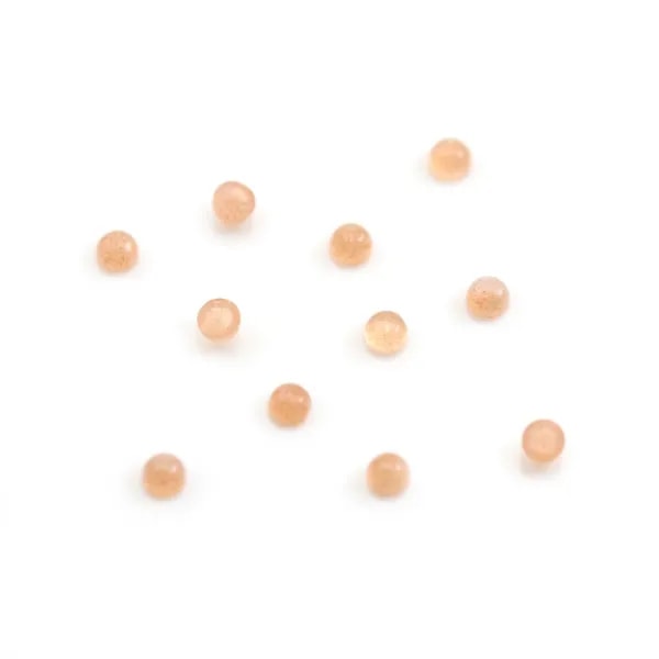 Cabochon de Pierre de lune orange, de forme ronde, 3mm x 2pcs