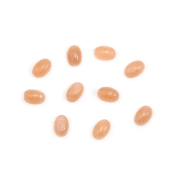 Cabochon de Pierre de lune orange, de forme ovale, 4x6mm x 2pcs