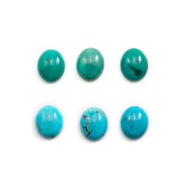 Cabochon de turquoise de forme ovale, 10x12mm x 1pc