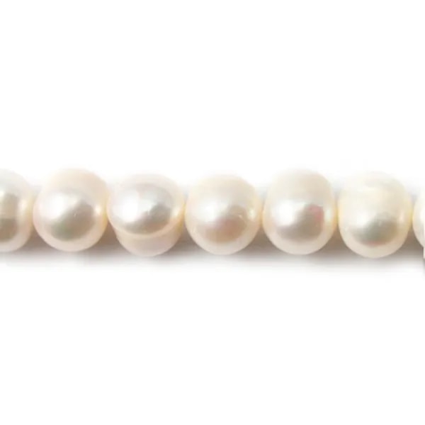 Perle de culture d'eau douce blanche, ovale, 10-11mm x 39cm