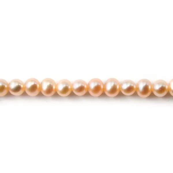 Perles d'eau Douce saumon rond 5mmX 40 cm 