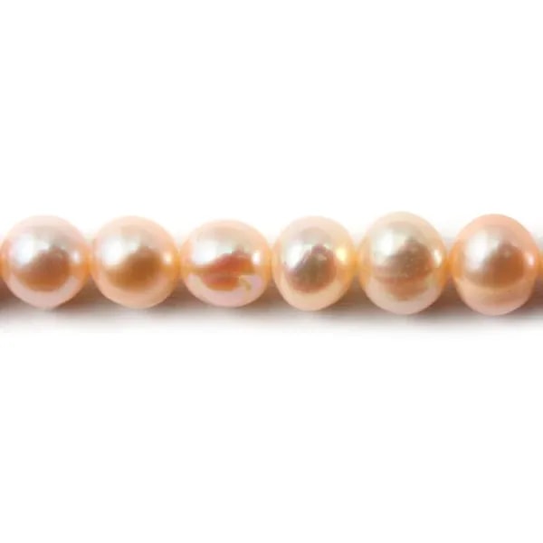 Perles d'eau Douce saumon rond 4-5mmX 40 cm 