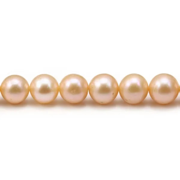 Perles de culture d'eau douce, saumon, ronde, 8-8.5mm x 2pcs