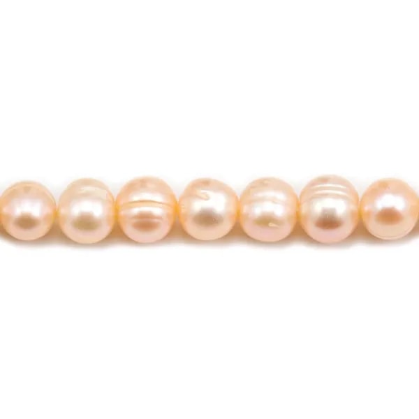 Perles de culture d'eau douce, saumon, irrégulière, 8-9mm x 4pcs