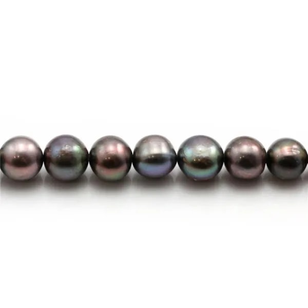 Perles d'eau douce violacé sur fil 8-9mm x 40cm