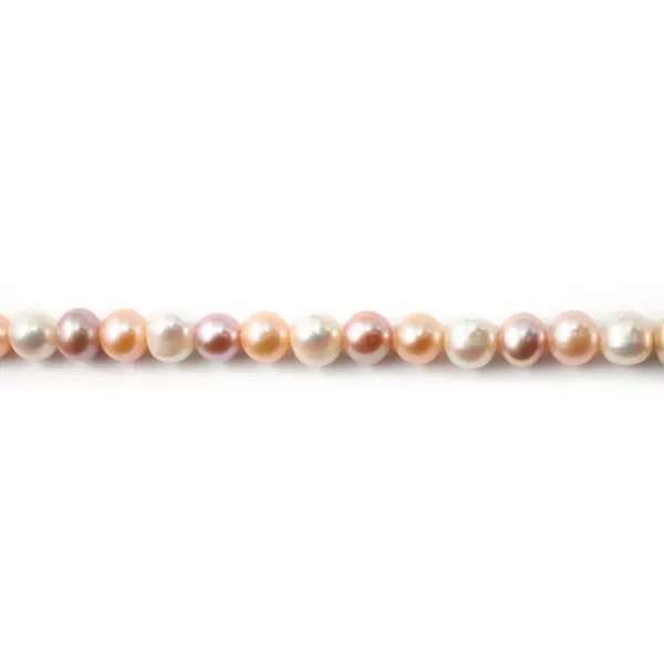 Perles de culture d'eau douce, multicolore, ronde, 7-8mm x 40cm