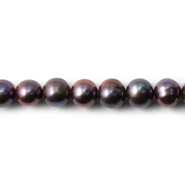 Perles de culture d'eau douce, mauve, ronde, 7-8mm x 40cm