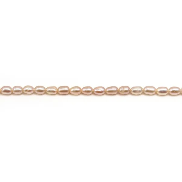 Salmon color oval freshwater pearls 4x5mm x 20pcs