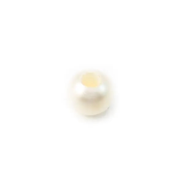 White freshwater cultured pearl, 6mm large hole